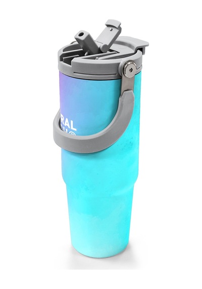Coral High Çok Renkli Desenli Pipetli Ve Direkt İçim Çelik Termos 900 Ml 38737 Mavi
