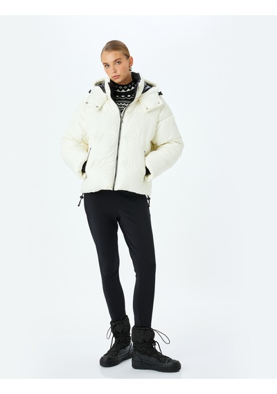 Koton Slim Fit İçi Polarlı Fuzo Kayak Taytı Siyah 5wak80101ek Siyah SiYAH