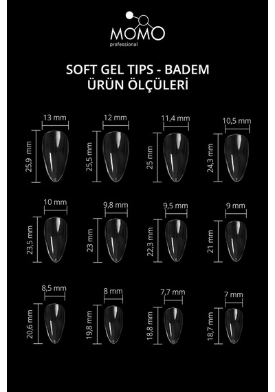 Momo Professional Tırnak Soft Gel Tips 500 Ad. Badem