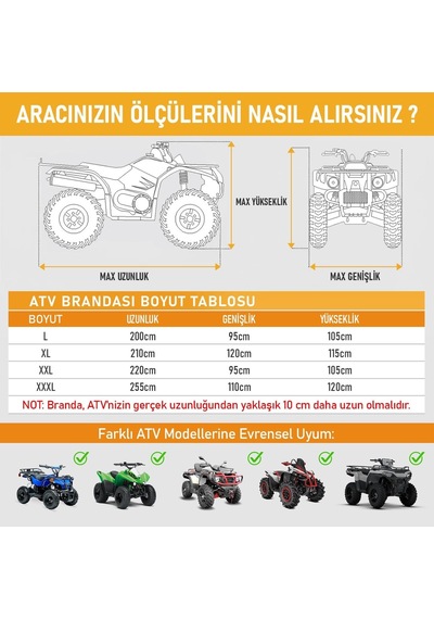 Haegs Atv Brandası, Atv Koruma Kılıfı, Örtüsü Su Geçirmez Dış Mekan Ağır Hizmet Tipi, 4 Mevsim Xl-210-120-1 Genel