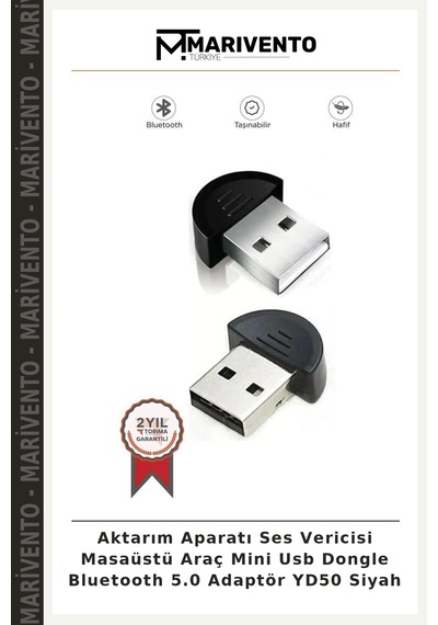 Aktarım Aparatı Ses Vericisi Masaüstü Araç Mini Usb Dongle Bluetooth 5.0 Adaptör Yd50 Siyah