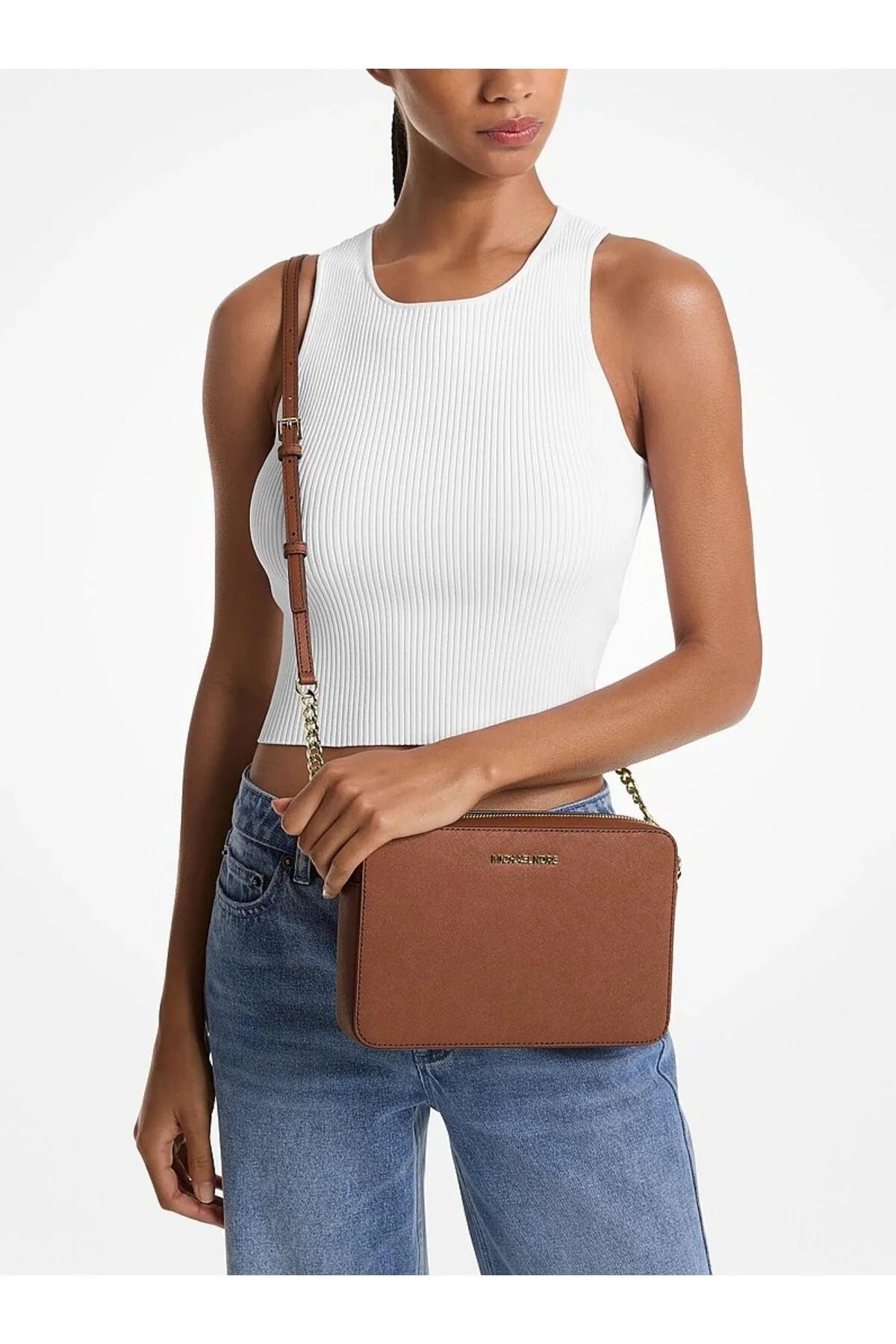 Michael Kors Kadın Jet Set Saffiano Deri Çapraz Omuz Çantası Mk-35t8gttc9l Taba