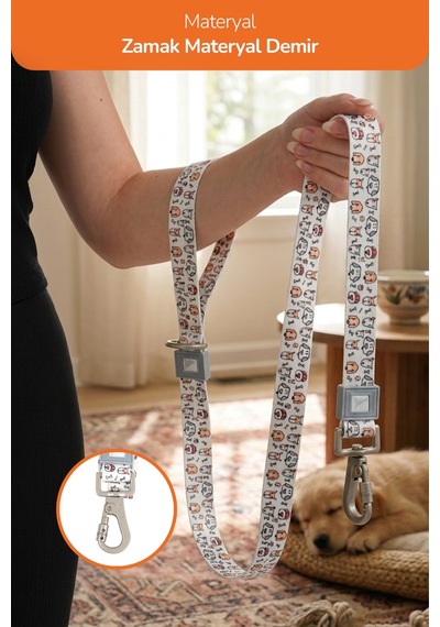 Köpekler İçin Dayanıklı Ve Güvenli, Desenli Gezdirme Tasması 25mm Gri