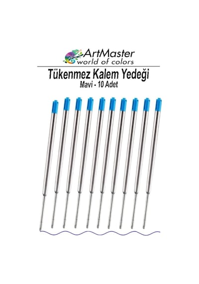 Tükenmez Kalem Yedeği Mavi 10 Adet Metal Tükenmez Kalem İçi Mavi Yedek Tükenmez Ofis Jel Kalem İçi Kalem İçi Okul Mavi