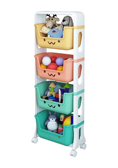 Smile 4 Katlı Oyuncak Dolabı, Sepetli Oyuncak Saklama Dolabı Çok Renkli Smile 4 Katlı Oyuncak Dolabı, Sepetli Oyuncak Saklama Dolabı Çok Renkli