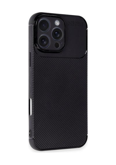 Apple Uyumlu iPhone 16 Pro Max Uyumlu Kılıf Auto Focus Karbon Kapak - Siyah