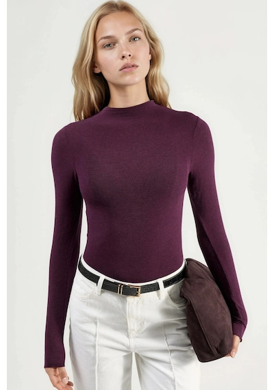 Hiccup Busem Uzun Kollu Slim Fit Bluz Leylak Moru