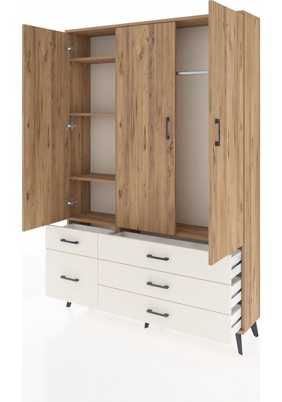 Arges Dolap 5 Raflı 5 Çekmeceli Tek Askılı 132x30x195 Çam-çam... Çam Arges Dolap 5 Raflı 5 Çekmeceli Tek Askılı 132x30x195 Çam-çam... Çam
