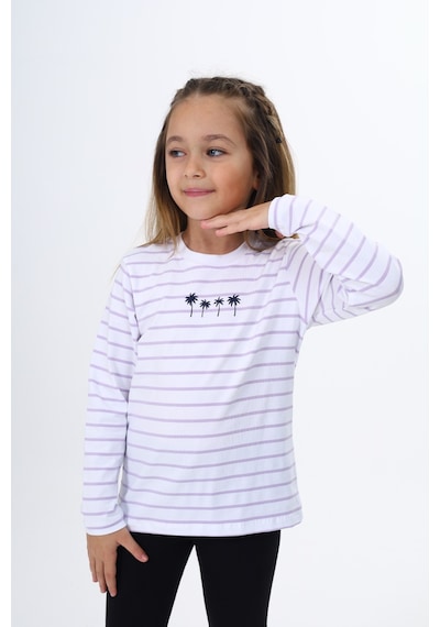 Toontoy Kids Toontoy Kız Çocuk Çizgili Tişört Açık Lila