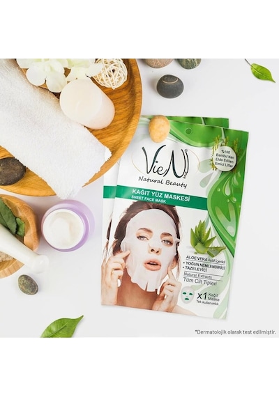 Vien Aloe Vera İçerikli Yoğun Nemlendirici Kağıt Yüz Maskesi 25 G