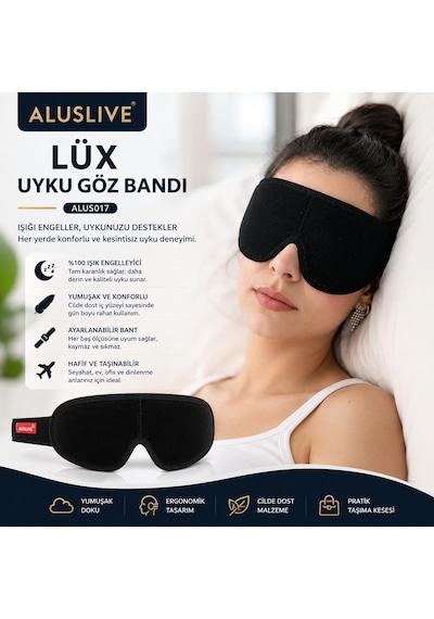 Aluslive Aluslıve Lüx Uyku Göz Bandı Işık Geçirmez Yumuşak Konforlu Ayarlanabilir Göz Maskesi Seyahat Ev Ofis İçin Alus017 Diğer