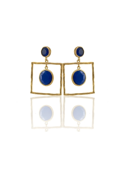 Kadir Jewellery 22 Ayar Altın Kaplama Kadın Sallantılı Küpe -el İşçiliği Ve Hipoalerjenik Küpe-e85 Parlement Mavisi