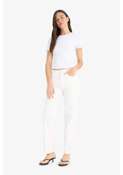 Defacto Comfort Straight Normal Bel Bilek Boy Beyaz Jean Pantolon F6174ax25hswt1 Beyaz
