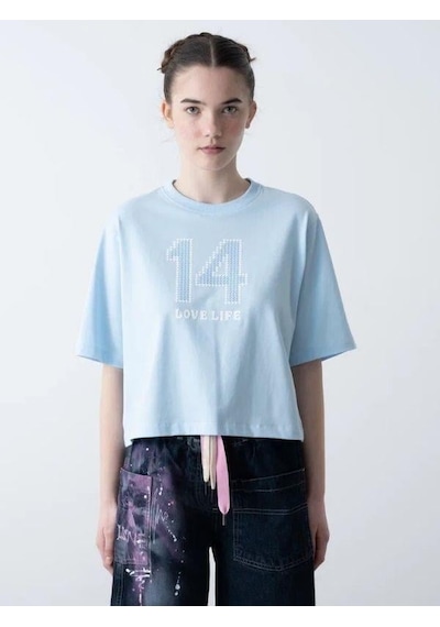 Zekids Kız Çocuk 14 Lıfe Yazılı Pamuklu Tshirt-15795 Beyaz