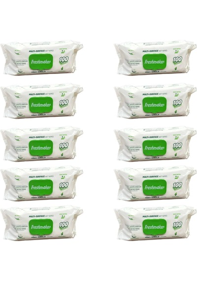 Freshmaker Karbonat Ve Beyaz Sirke Katkılı Yüzey Temizlik Islak Havlusu - 100'lü 10 Paket Beyaz