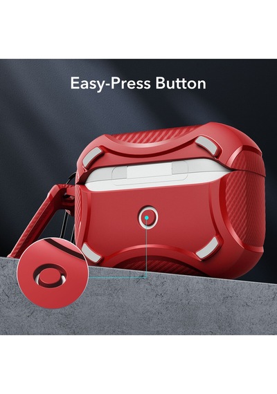 Apple AirPods Uyumlu Pro / Pro 2 Kılıf - Cyber Armor Tough Halolock Magsafe Kılıf Kırmızı