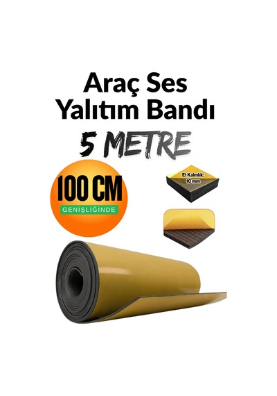 Yapışkanlı 10 Mm En:100 Cm X 5 Mt Araç Oto Motor Ses Isı Yalıtım Izolasyon Bandı Kauçuk Sünger