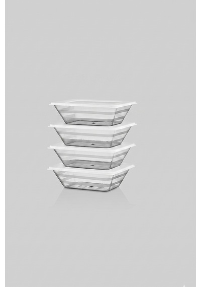 4'lü Mini Prizma Saklama Kabı Erzak Kabı Dolapiçi Organizer 4x300 Ml Çok Renkli