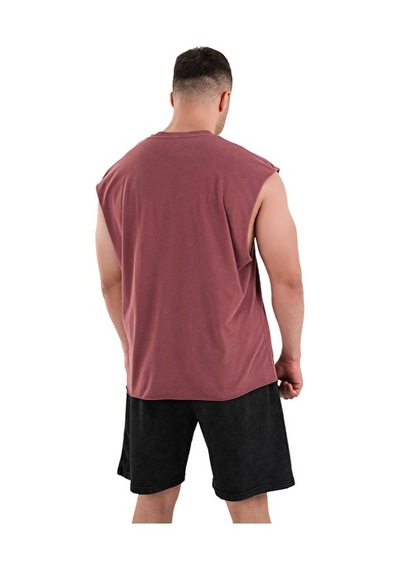Kingsize Nutrition Kingsize Darksteel Antik Yıkamalı Kolsuz T-shirt Bordo