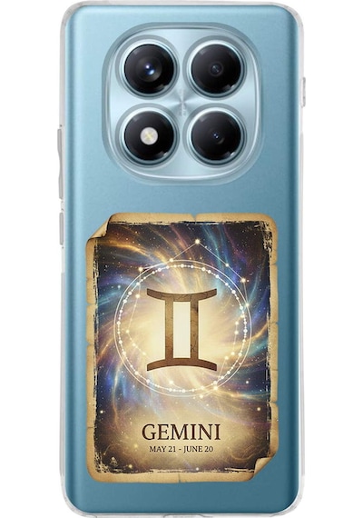 Redmi Note 14 Pro İle Uyumlu Burç Kartları İkizler Tasarımlı Şeffaf Silikon Kılıf Şeffaf