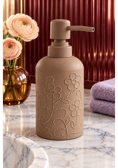 Rosıe Vizon Çiçek Dokulu Yuvarlak Seramik Sıvı Sabunluk 350 Ml Karışık