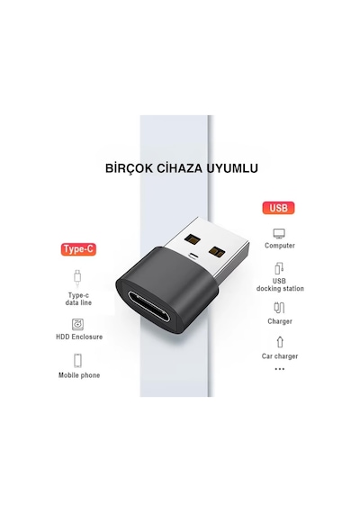 Usb To Type-c Çevirici Adaptör Usb Girişli Cihazlardan Type-c Kablo Kullanımı İçin Tak-çalıştır Dönüştür