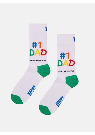 Happy Socks Beyaz Erkek Desenli Çorap 3-pack No. 1 Dad Socks Gift Set