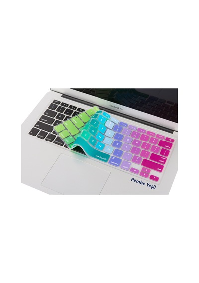 Apple Uyumlu MacBook Air Pro Klavye Koruyucu 13Inc 15-17 İngilizce A1466 Dazle Pembe Yeşil