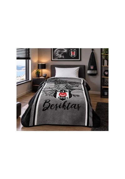 Bjk Tek Kişilik Battaniye Siyah