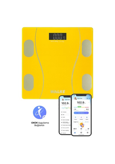 Walke Premium Uygulama Bağlantılı Akıllı Baskül Sarı