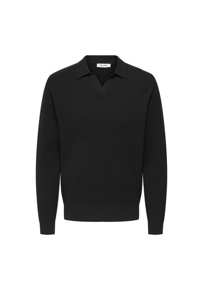 Only & Sons Onsphıl Reg 12 Struc Splıt Neck Knıt Erkek Black Kazak - 22035120 Siyah