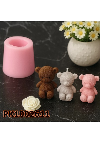 Pk1002611 - Silikon Kalıp Mum Kalıbı Tüylü Ayıcık Renksiz