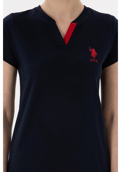 U.s. Polo Assn. Kadın V Yaka Yarım Kollu Patlı Çizgili Pijama Takım lacivert