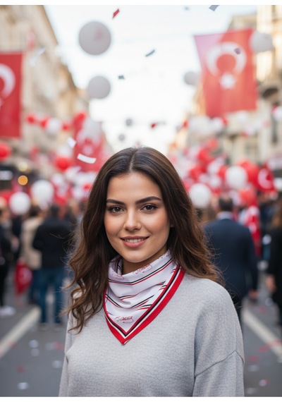 10'lu Paket K.atatürk İmza Desen Bandana/fular Beyaz