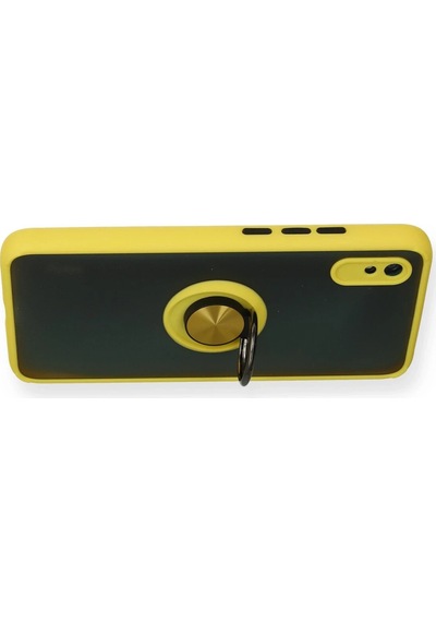 Ilkeshop Newface Xiaomi Redmi 9a Kılıf Montreal Yüzüklü Silikon Kapak - Sarı