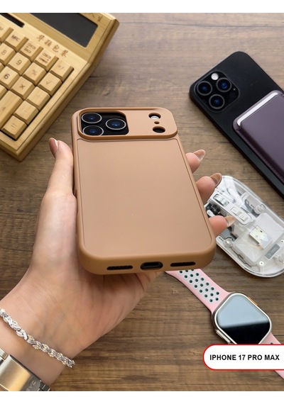 Apple iPhone 17 Pro Max Uyumlu Kamera Korumalı Darbeye Dayanıklı Renk Atmayan Keep Silikon Kılıf Kahverengi