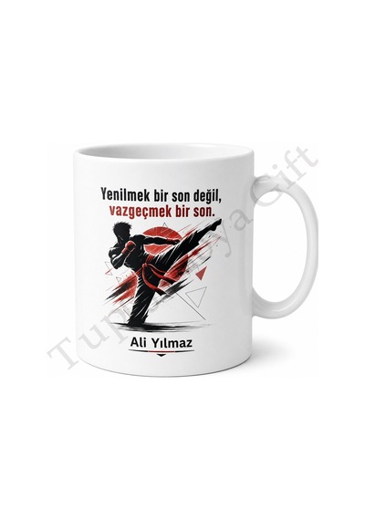 Kick Boks Temalı Baskılı Kupa Bardak Hediye Kick Boksçuya Özel Tasarım Beyaz / Çok Renkli