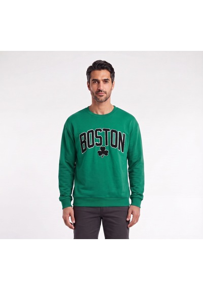 Blow Up Boston Baskılı Yeşil Erkek Sweatshirt 11990 Siyah