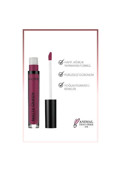 Note Cosmetique Matte Queen Lipstick Kalıcı Mat Likit Ruj - 19 Berry Blast - Mor