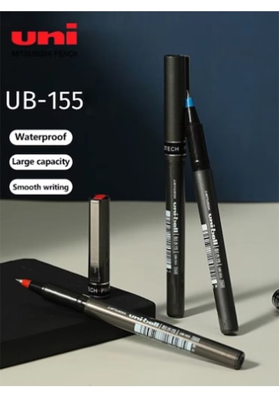 Mavi Pilot Kalem Ub-155 Micro Deluxe 3 Adet Uniball Pilot Kalem 0.5 Mm Roller Uçlu Pilot Kalem İnce Uçlu Likit Mürekkep Mavi
