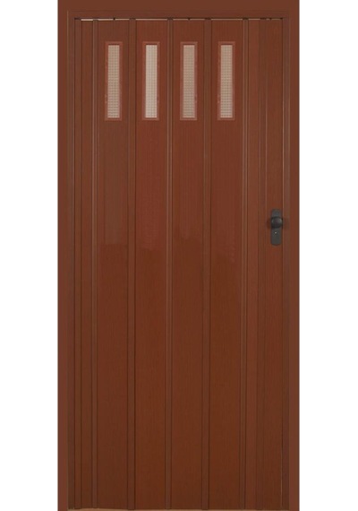 1 Sıra Camlı Akordeon Kapı, Ceviz Ahşap Desenli, 72x215cm