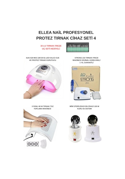 Protez Tırnak Cihaz Seti 210 & Tırnak Toz Toplama & X26 Max Uv 81 Led & Mini Sterilizatör
