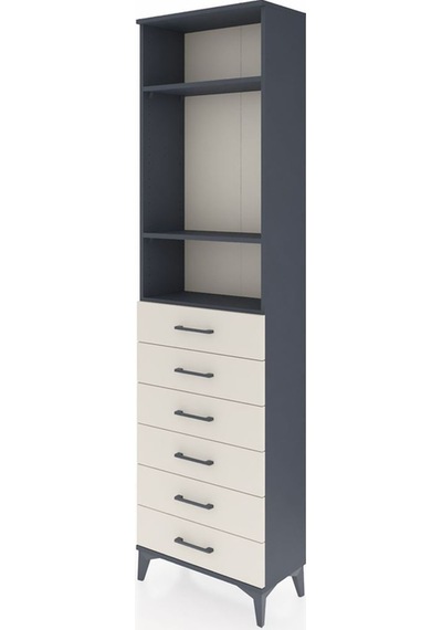Arges Dolap 3 Raflı 6 Çekmeceli 60x30x221 Antrasit-aytaşı Antrasit