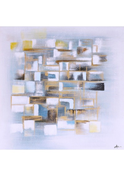 Soyut Bej El Yapımı Yağlı Boya Tablo 75x75cm