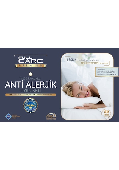 Pamuklu. Anti-Alerjik. Anti-Bakteriyel Tek Kişilik Uyku Seti Standart-Tek Kişilik