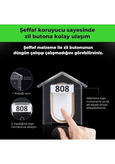 Geçirmez Kablosuz Kapı Zili Kapak Dış Mekan Yağmur Kar Koruması Birçok Zile Uyumlu Kablosuz Kapı Zili Kapak