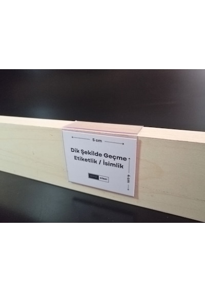 10 Adet Pvc Etiketlik Dik Geçme Ahşap Raf 6 x 4 CM İsimlik Etiket Cep