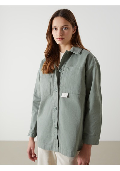 Lcw Modest Yeşil Oversize Kadın Gömlek Tunik