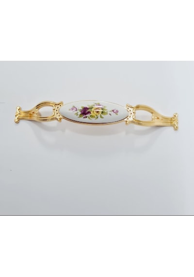 Zümre 128 Mm Metal Gold Kasa Beyaz Sarı Çiçek Desenli / 5 Adet Altın