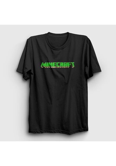 Presmono Unisex Logo Minecraft T-shirt Siyah